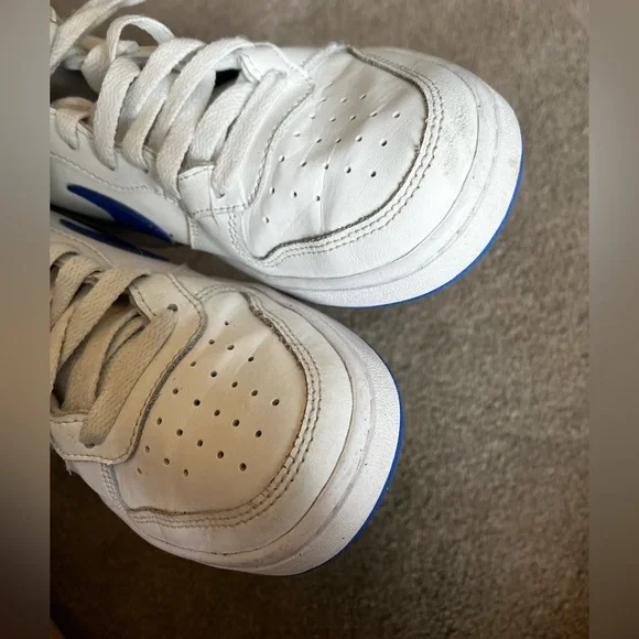 Nike Youth size 5.5Y Big Kid Court Borough Mid 2 Blue & White High Top Sneakers - Picture 8 of 9